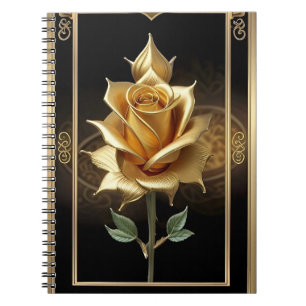 Golden Rose With Elegant Ornate Details Notebook