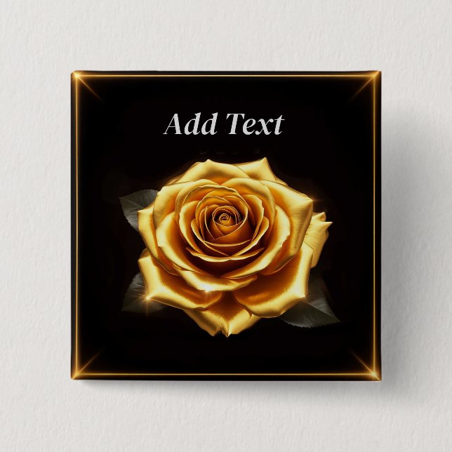 Golden Rose with Glowing Borders 15 Cm Square Badge (Front)