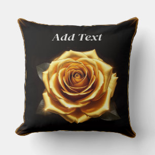 Golden Rose with Glowing Borders Cushion