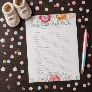 Golden Rose Word Scramble Baby Shower Game Notepad