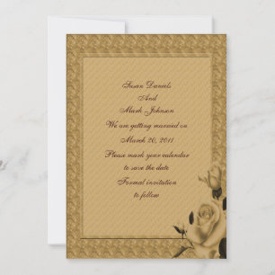 Golden Rosebuds Floral Wedding Save The Date Invitation