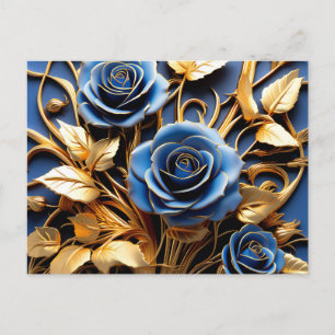 Golden Roses Art Nouveau Postcard