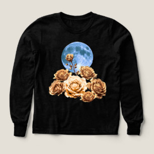 Golden Roses & Blue Full Moon Celestial Aesthetic