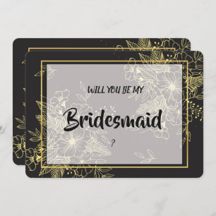 Golden Roses Bridesmaid Invitation