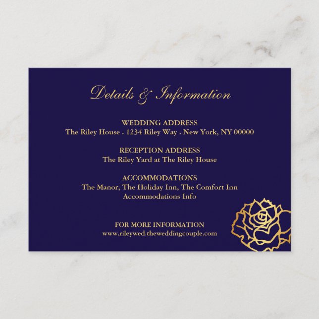 Golden Roses Details Card - Blue (Front)