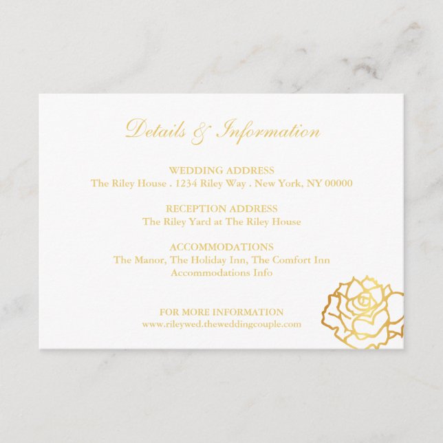 Golden Roses Details Card - White (Front)