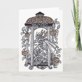 Golden Roses Dragon Gazebo Card