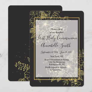 Golden Roses    First Holy Comm Invitation