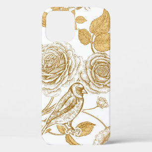 Golden roses,  flowers,  leaves and berries of dog iPhone 12 case