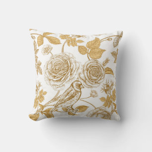 Golden roses,  flowers,  leaves and berries of dog cushion