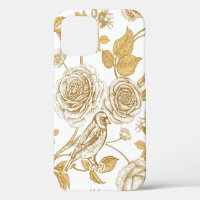 Golden roses, flowers, leaves and berries of dog