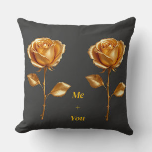 Golden Roses on dark Background Cushion