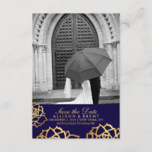 Golden Roses Save the Date - Blue