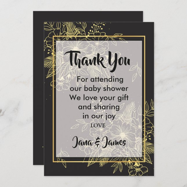 Golden Roses thank you Invitation (Front/Back)