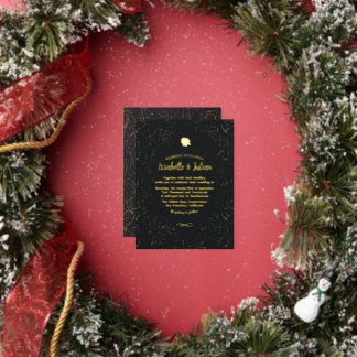 golden roses wedding invitation 