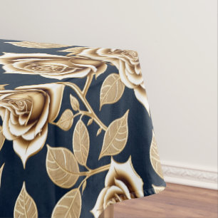 Golden Roses With A Metallic Finish Tablecloth