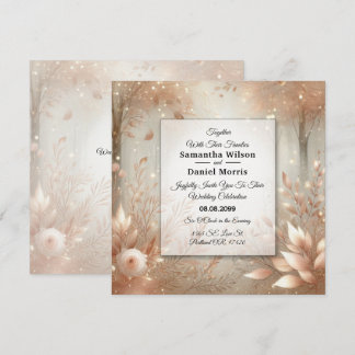 Golden Rosewood Enchanted Forest Wedding Invitation