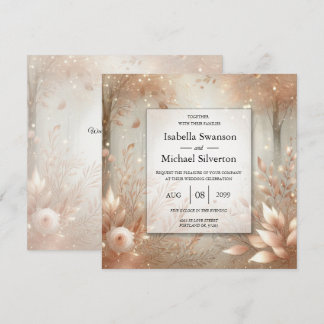 Golden Rosewood Enchanted Forest Wedding Invitation