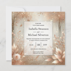 Golden Rosewood Enchanted Forest Wedding Invitation