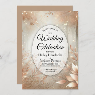 Golden Rosewood Enchanted Forest Wedding Invitation