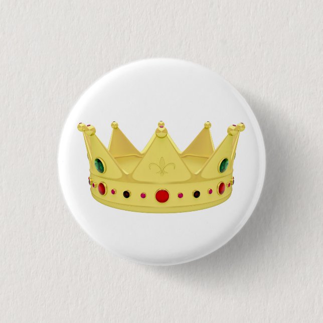 Golden royal crown  3 cm round badge (Front)