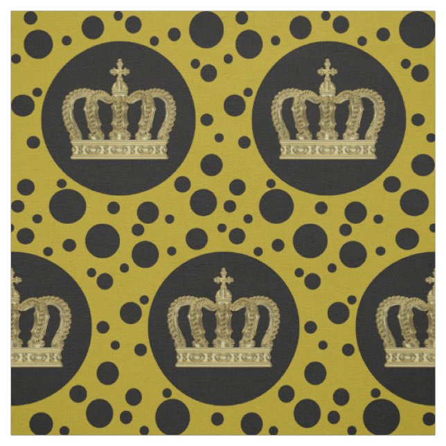 Golden Royal Crown II & Dots + your backgr. & idea Fabric (Swatch)