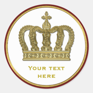 Golden Royal Crown II + your backgr. & ideas Classic Round Sticker