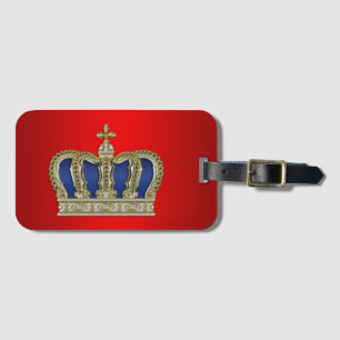 Golden Royal Crown V + your backgr. & ideas Luggage Tag