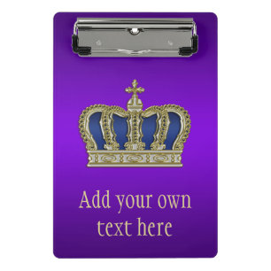 Golden Royal Crown V + your backgr. & ideas Mini Clipboard