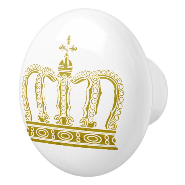 Golden Royal Crown + your backgr. & ideas Ceramic Knob (Right)