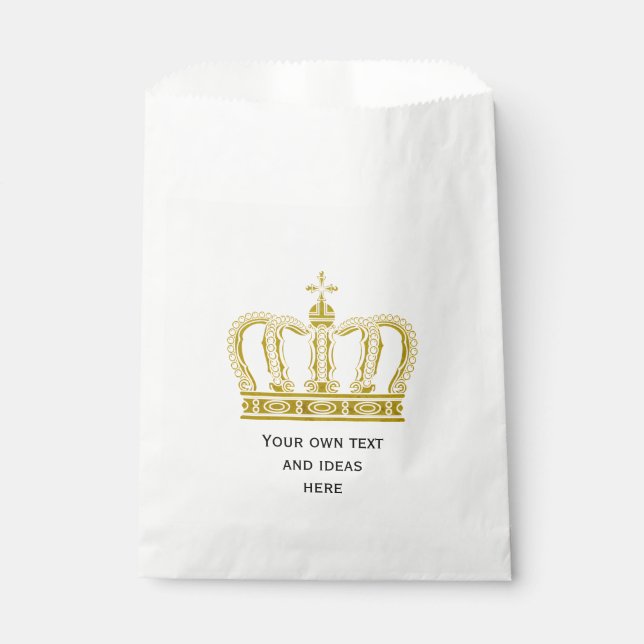Golden Royal Crown + your backgr. & ideas Favour Bags (Front)