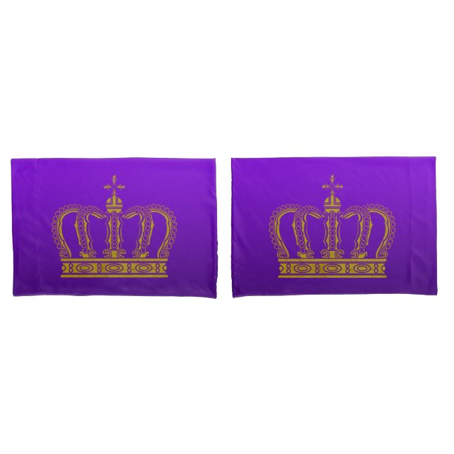 Golden Royal Crown + your backgr. & ideas Pillowcase (Front-Set)