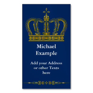 Golden Royal Crown + your backgr. & text Magnetic Business Card