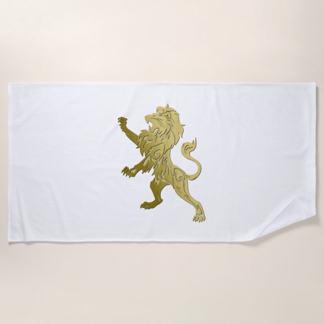 Golden Royal Lion Beach Towel (Front)