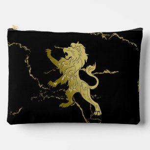 Golden Royal Lion Black Marble Accessory Pouch