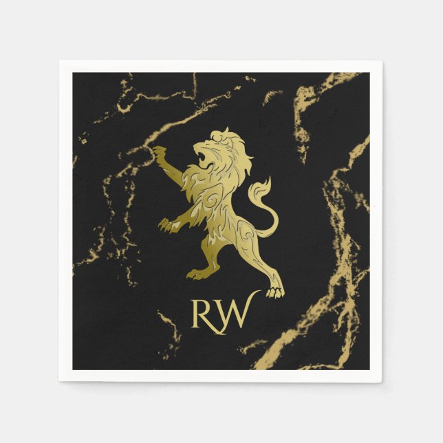 Golden Royal Lion Monogram Napkin (Front)