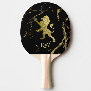 Golden Royal Lion Monogram Ping Pong Paddle