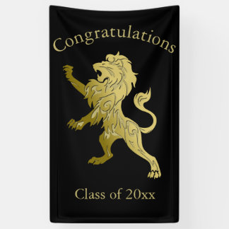 Golden Royal Lion on Black Personal Name Banner
