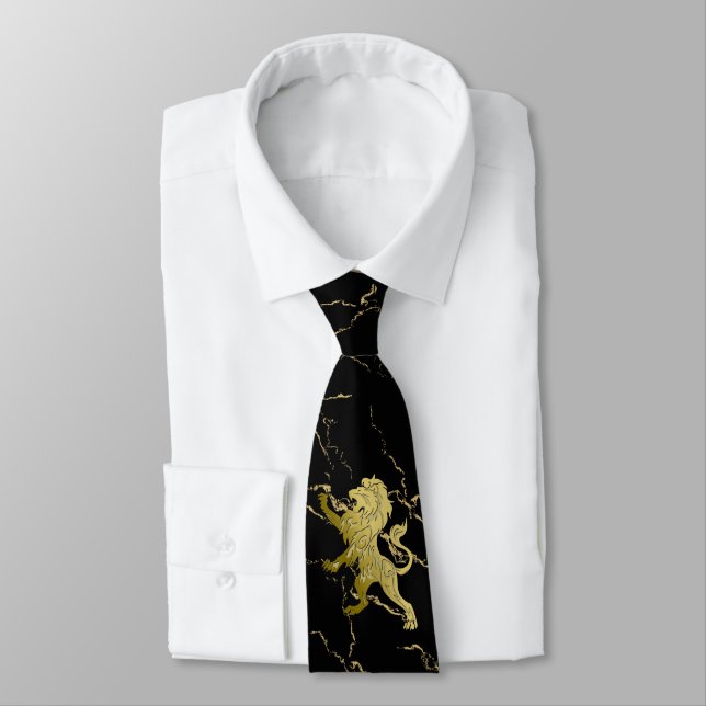 Golden Royal Lion Tie (Tied)