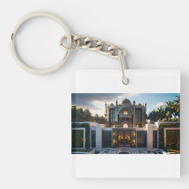 Golden Royal Palace" – AI-Generated Islamic-Inspir Key Ring (Front)