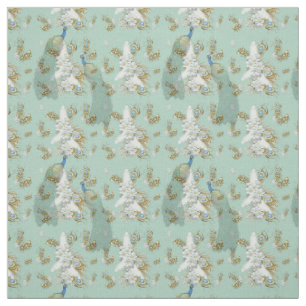 Golden Royal Peacock Feathers Fabric