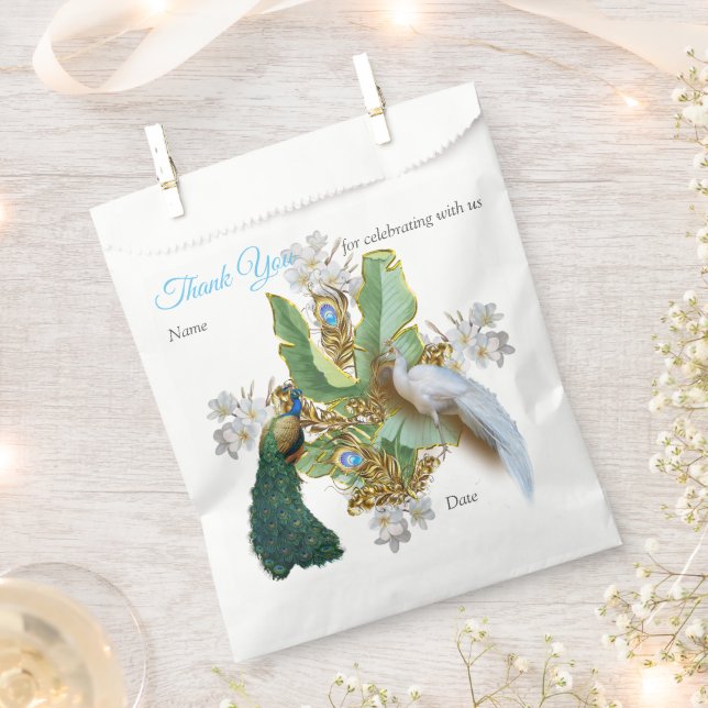 Golden Royal Peacock Temple Wedding Dreams Favour Bags (Clipped)