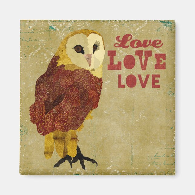 Golden Ruby Owl Love Magnet (Front)