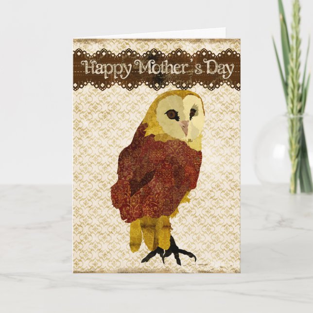Golden Ruby Owl Mother's Day Card (Front)