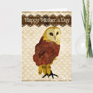 Golden Ruby Owl Mother's Day Card