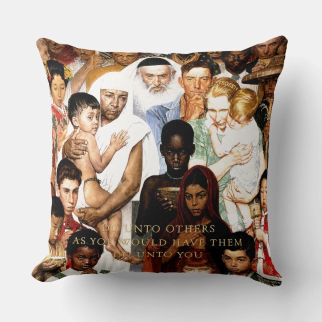 Golden Rule (Do unto others) by Norman Rockwell Cushion (Front)
