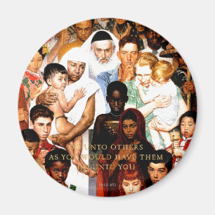 Golden Rule (Do unto others) by Norman Rockwell Magnet