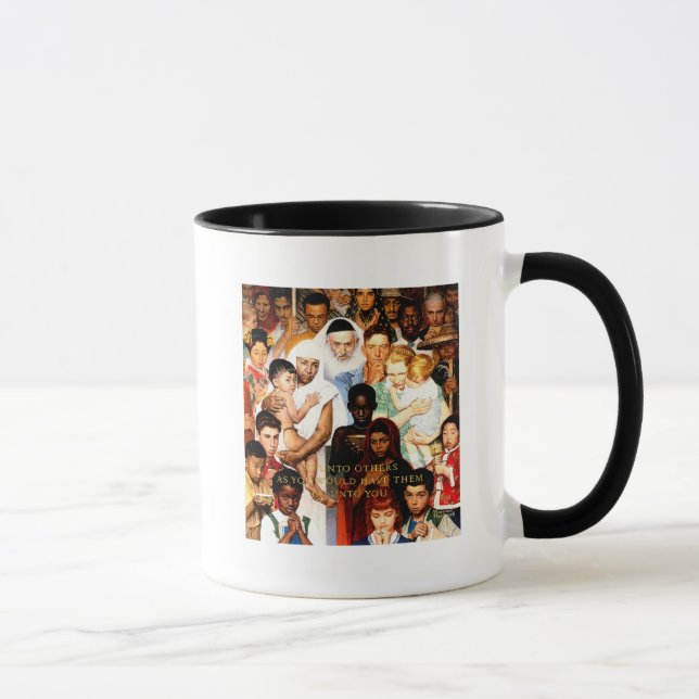 Golden Rule (Do unto others) by Norman Rockwell Mug (Right)