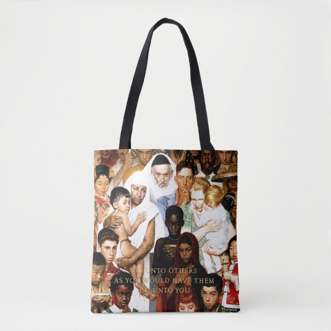Golden Rule (Do unto others) by Norman Rockwell Tote Bag (Front)