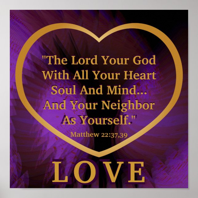 Golden Rule On Royal Purple Angelic Wings Post. Poster (Front)